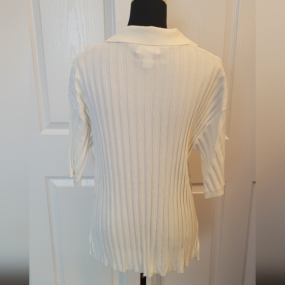 H&M Ivory Ribbed Collared Blouse - Picture 2 of 9